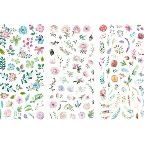 3pcs/set NEW Cartoon Flowers Leaves Sticker DIY Diary Decor Stickers Scrapbook cute Stationery Bullet Journal Supplies
