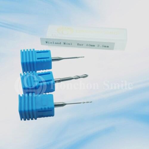 30pcs Wieland mini 40mm shaft 3mm Dental zirconia burs/ Dental PMMA, WAX burs/dental burs size 2.5/1.0/0.6mm