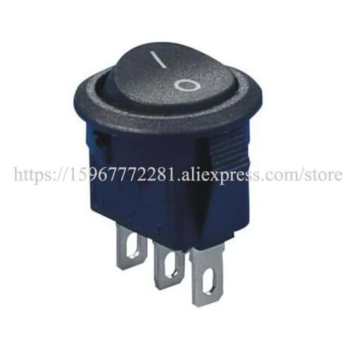 3A 250V ON-ON Mini Round Shape Rocker Switches 3 Pin 6A 125VAC SPDT 2 Position Switch T85 With Solder Terminal Black KCD5-2-102