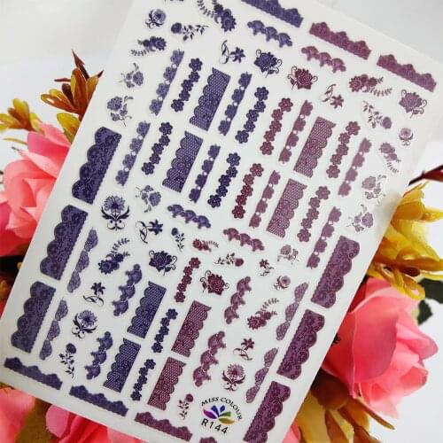 3D Stickers for Manicure Sexy Lace Rose Flowers Stripe Designs Nail Decoraciones Art Sticker Self Adhesive Sliders foil on Nails