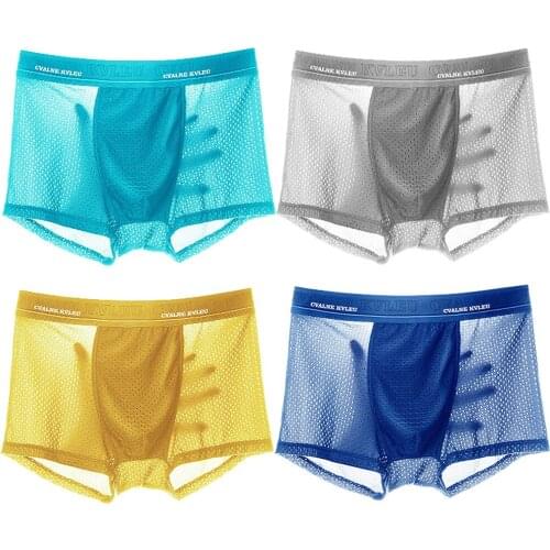 4pcs Sexy Youth Bamboo Fiber Summer Mens Boxer Pantie Underpant Plus size XXXXL Large Size Shorts Ice Mesh breathable Underwear