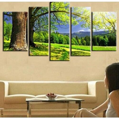5pcs, 5d diy diamond embroidery tree scenery, cross stitch diamond painting, diamond mosaic picture of rhinestones home decor
