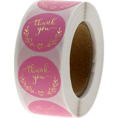 50-500pcs Thank You Sticker Pink paper Business Label Sticker for Baking Packaging Handmade decor cute stationery supplies 1inch