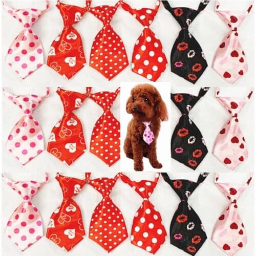 50PC/Lot Valentines Day Pet Accessories Love Heart Dog Ties Cat Dog Neckties Holiday Pet Grooming Products