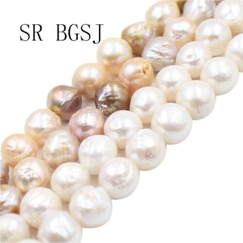 Free Shipping 11-12mm White/ Mixed Colors Natural Round Freshwater Pearl Jewelry Making Beads Strand 15"