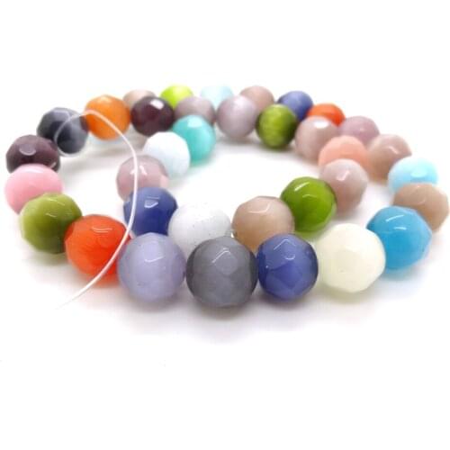 Free Shipping 4mm 6mm 8mm 10mm 12mm Mixed Color Cat Eye Faceted Stone Loose Spacers Beads Findings For Charm Jewelry Making