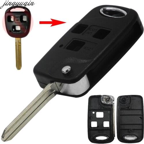 Jingyuqin Remote Car Shell Folding Flip Key Case Fob 3 Buttons For Toyota Celica Avensis RAV4 Prado Camry TOY43 Replacement