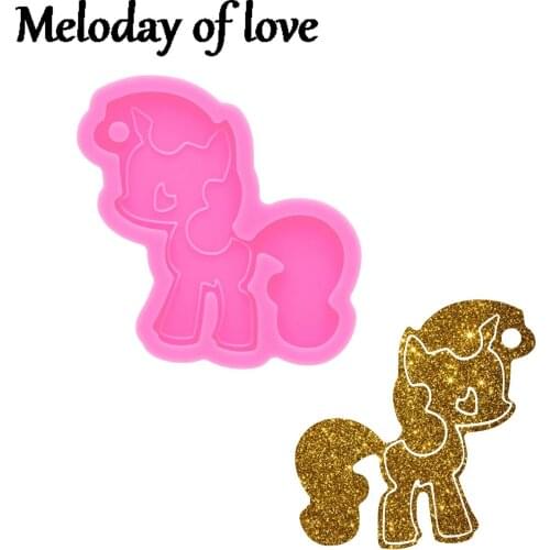 Shiny horse molds for keychain DIY Pegasus Unicorn model resin key keychains moulds silicone custom mold DY0151