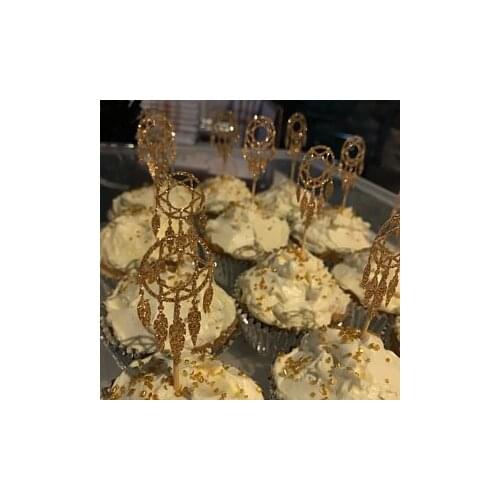 Glitter Dreamcatcher Boho birthday cupcake toppers baptism Christening party decoration doughnut food toothpicks