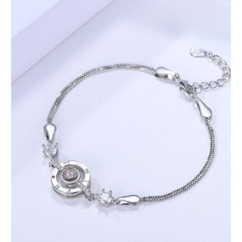 Bracelets for Women Pulseras Simple Circular Projection Chain Bangles Female Bracelet for Wedding Party Fashion Jewelry Gift