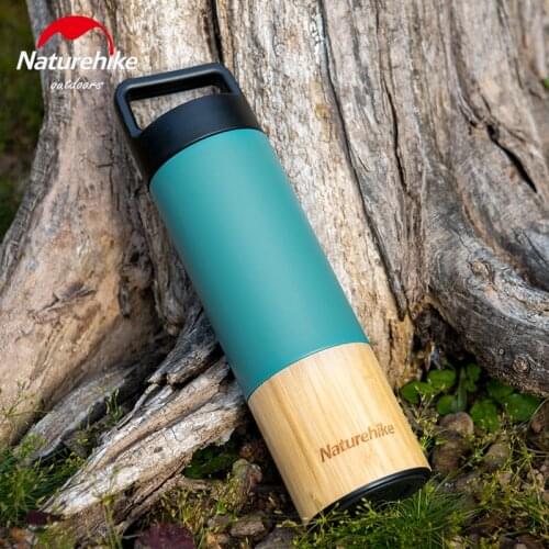Naturehike KUWO 530ml Water Bottle Portable Handle Vacuum Cup Ultralight Sports Water Kettle 304 Stainless Steel Outdoor Travel