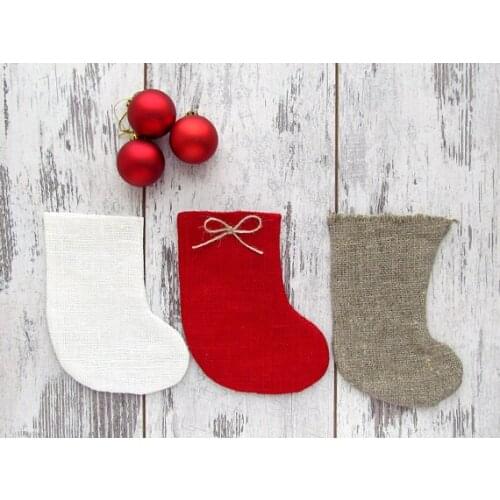 Rustic wedding silverware burlap Christmas stockings cutlery holders pocket Anniversary banquet party table decorations