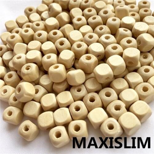DIY Jewelry Accessories Wooden Beads Unfinished Square Cube Natural Leaf-Free Wood Beads Wood Charms Kids Toy 8mm 100Pcs/lot