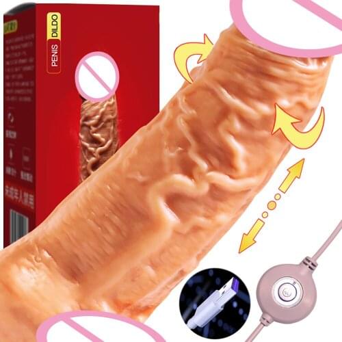 USB Direct Charge Dildo Realistic Big Cock Telescopic Swing Dick Huge Penis Vibrator Sex Toys Dildos Vibrators For Woman Sextoy