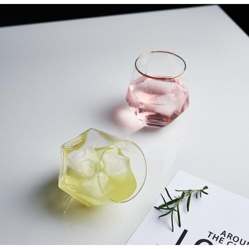 Ins Nordic creative diamond cup water cup juice cold drink milk coffee brandy whisky cup wine cup 2 sets