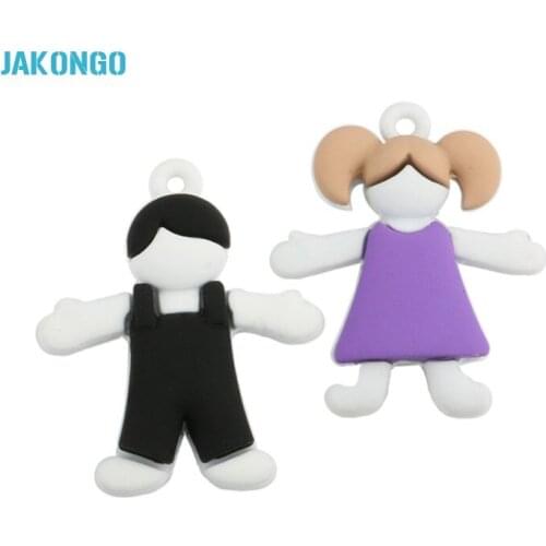 JAKONGO Painting Boys and Girls Charms Frosted Surface Pendant for Jewelry Making DIY Bracelet Craft Jewelry Accessories 26x22mm