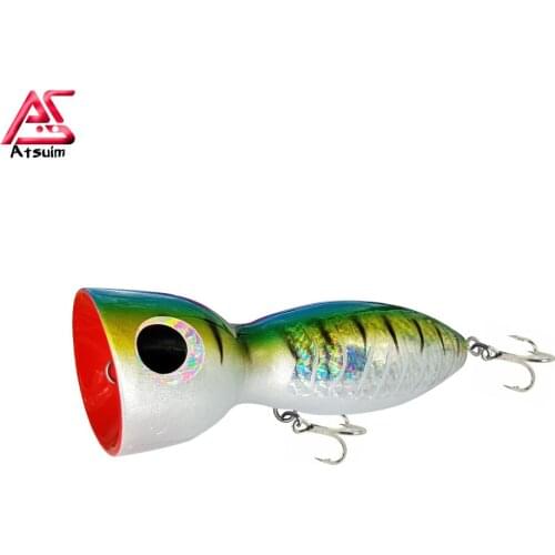 AS Trolling Bait Popper Tuna Wood Lure Boat Fishing 125g145g BKK Treble Hooks Saltwater Topwater Carp Artificial SwimBait Leurre