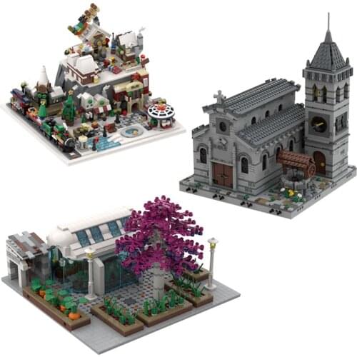 MOC Architecture Town Street Building Block Scene Modular Medieval Smithy Construct Brick Model Toy For Children Birthday Gifts