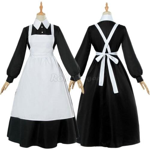 Japan Anime Yakusoku no Neverland The Promised Neverland Isabella Mama Maid Dress+ Apron Cosplay Costumes Wig S-2XL C76M146