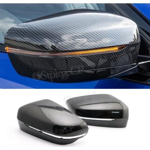 For BMW 3 Series G20 G21 2019 2020 Black/Carbon Fiber Look Rearview Mirror Caps Car Door Wing Mirror Cover Replacement
