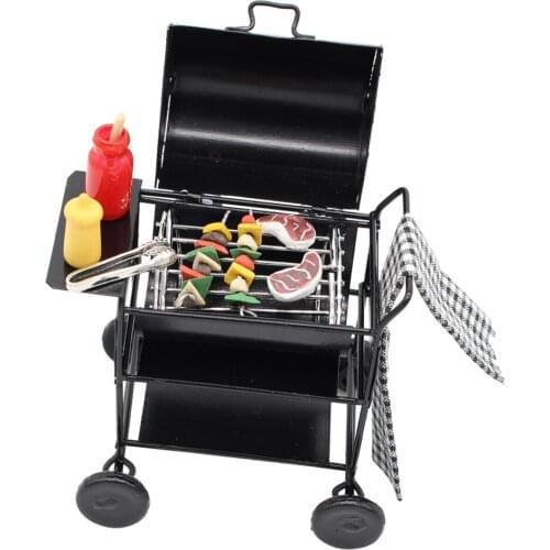 Dolls House Miniature BBQ Barbeque Grill Food Garden Patio Furniture 12th