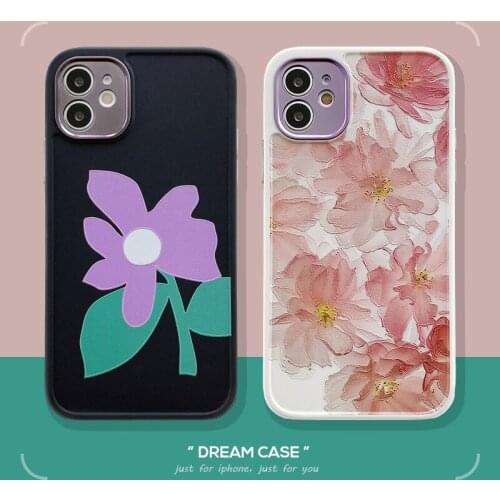 Matte IMD Flower Detachable Plating Camera Protection Case for iPhone 12 Mini 11 Pro XS Max 7 8 Plus Shockproof Soft TPU Cover