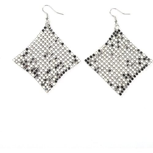 Twinkling Square Full Shiny Wafers Dangle Earrings Geometric Silver Plated Golden Drop Earrings For Women