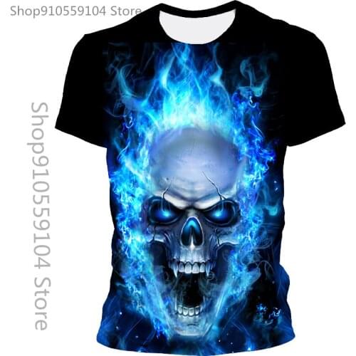 2021 Summer Fashion T-Shirt Male 3d Skull Printing Male T-Shirt Breathable Street Clothing Stitching Printing T-Shirt Male Size