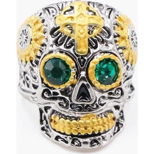 Retro Cross Skull Head Mens Ring Party Jewelry Fashion Cool Boy Gift