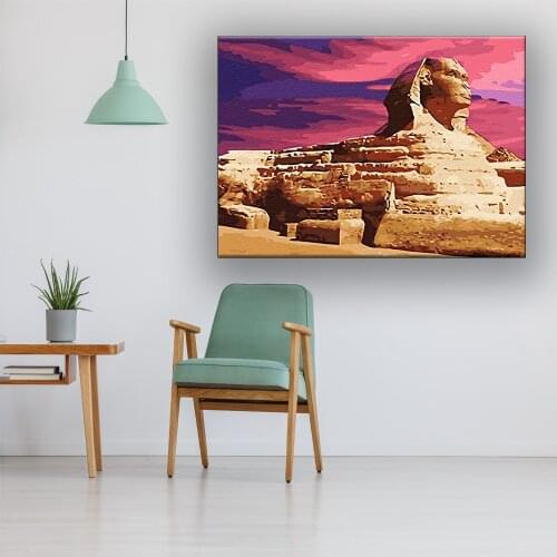DIY Painting By Numbers Egypt Pyramid Pharaoh Acrylic Paints Pictures Of Famous Scenic Spots Coloring By Numbers Home Decor