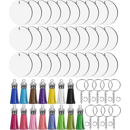 120Pcs Sublimation Keychain Blanks Set with Tassels, Keychain Rings and Jump Rings for DIY Keychain Crafting