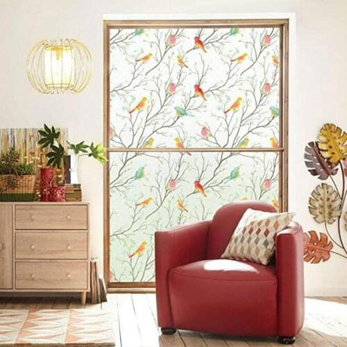 Window Stickers For Home 3D Non-Adhesive Privacy Window Film Frosted Decorative Bird Vinyl Static Glass Film Sticks Home Decor