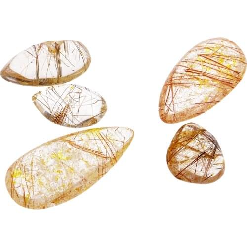 Natural Gold Rutile Quartz Gemstone Pendants Home Decor Ornaments