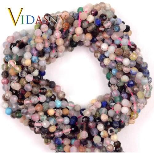 Natural Stone Faceted Mix Gemstones Beads Diy Necklace Accessories 2-4.5mm Spacer Loose Beads For Jewelry Making 15
