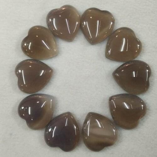 2017 new good quality natural grey onyx heart shape cab cabochons beads for jewelry making 25mm wholesale 10pcs/lot free