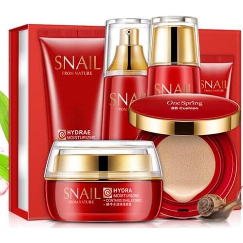 New Snail Tender Skin makeup set,Fashion Gift box cosmetic kit,Moist Concealer BB Cream,Liquid Fundation Cream,Air Cushion Cream