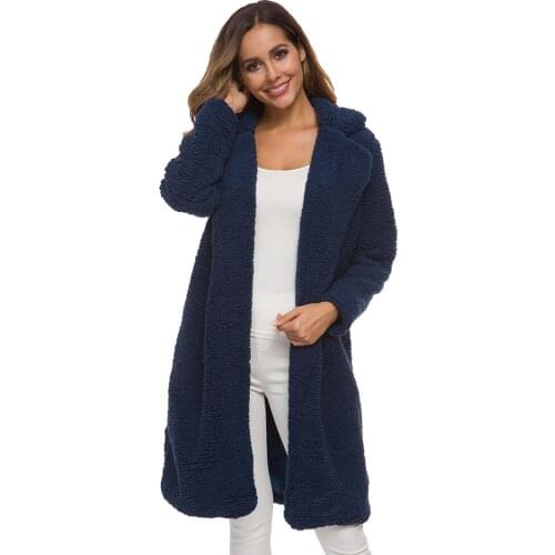 2021 Autumn Winter Faux Fur Coat Women Warm Long Coat Women Clothing Outwear Overcoat Long Sleeve Winter Coat Plus Size S-3XL