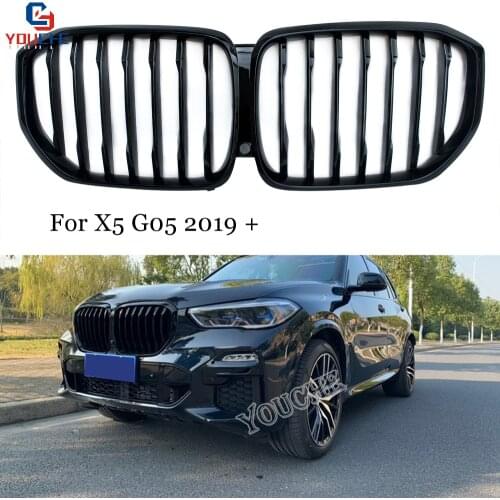G05 Front Bumper Grille 1-Slat ABS Grills for BMW X5 Series G05 2019 + Gloss Black Replacement Front Hood Mesh