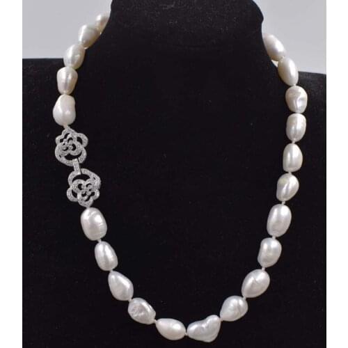 Freshwater pearl white baroque 10-13mm neck 18inch wholesale bead discount gift hot FPPJ