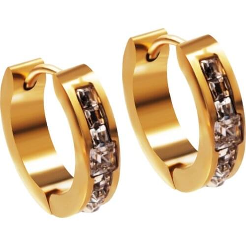 QB Fantastic 6 Colors Fashion 316L Stainless Steel Jewelry CZ Crystal Rhinestone Earrings for women mens jewelry