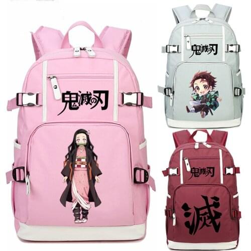 Cartoon Demon Slayer Backpack Bags Laptop Kimetsu no Yaiba Kam School Travel Book Bag Students Casual Laptop Girls Boys Rucksack