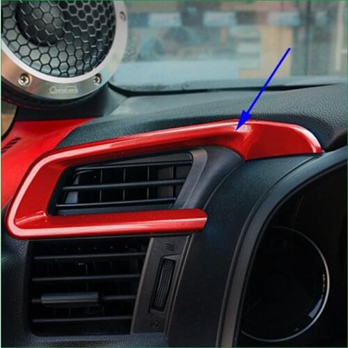 Car styling Interior ABS Carbon Print Red Air Vent Outlet Frame Cover Trim Decoration For Honda FIT Jazz GK5 2014 2015 2016 LHD