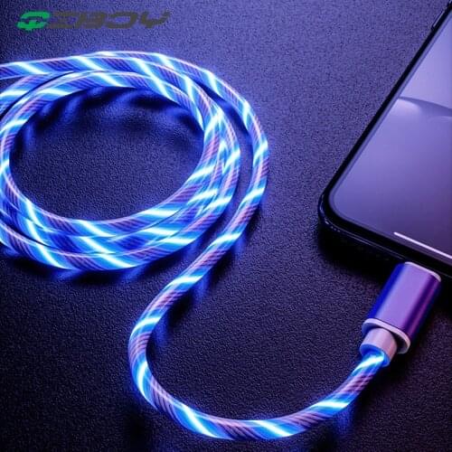 Glowing Cable Mobile Phone Charging Cables LED light Micro USB Type C Charger For Samsung S10 A50 A70 Charge Glow Data Wire Cord