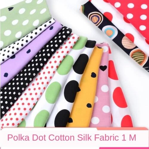Fabric By The Meter Cotton Wave Dot Print Home Cloth Dress Pajama Geometric Sewing Brocade Black Red Floral White Pink Green Diy