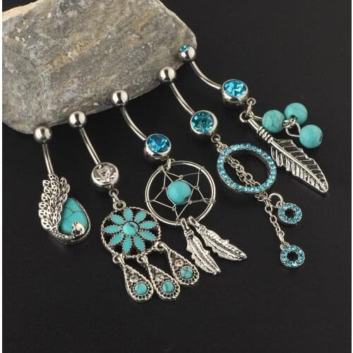 Dangle 14G Navel Belly Button Ring Piercing Stainless Steel Drop Ombligo Barbell Sexy Tragus Helix Earring Body Jewelry 50pcs