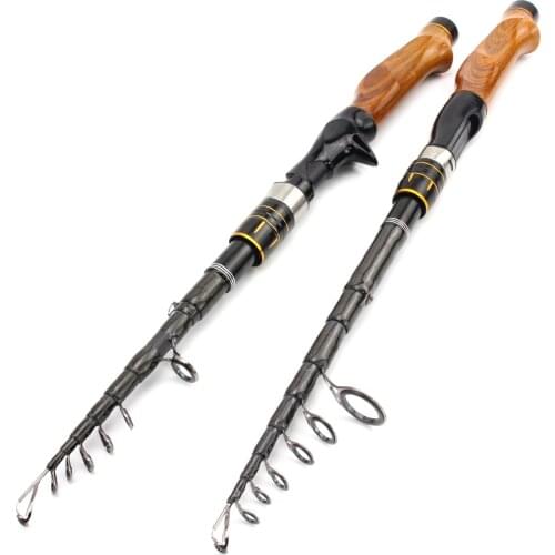 High Quality Carbon Spinning Casting Rod Travel lure Trout telescopic fishing rod Lure Weight 5-20g carp wooden handle pole