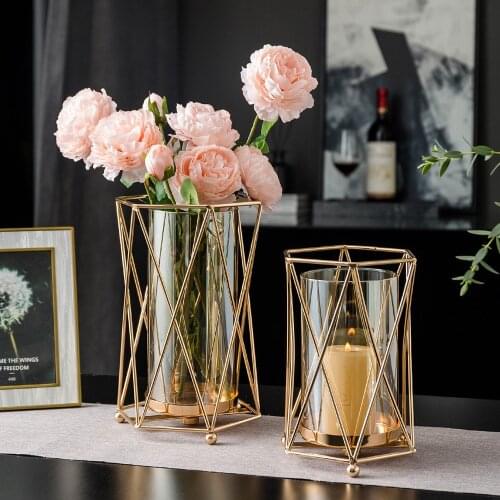 Home Decoration Accessories Golden Candlestick Glass Living Room Decor Wedding Decoration Table Centerpieces Candle Holder Gifts