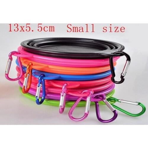 100pcs/lot Pet Cat dog Bowl folding collapsible silicone puppy doggy feeder water food container foldable style 13x5.5cm