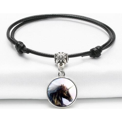 12PCS/lot Unicorn Horse Adjustable Wax Rope Bracelets Charm Bracelets Women Girls Fashion Jewelry Best Friends Party