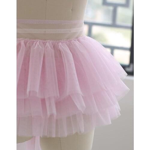 2 yards 6 Layers Pink Tulle Ruffles Baby Tutu Dress Trim, Pleated Tulle Trim Frill Trimming